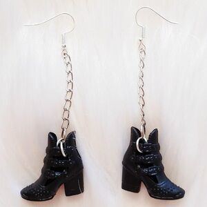 Black Boot Dangle Earrings